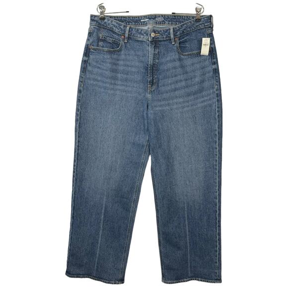 Old Navy Extra High Rise Sky-Hi Wide-Leg Jeans Women16 Stretch Retro Skater New - Picture 1 of 16